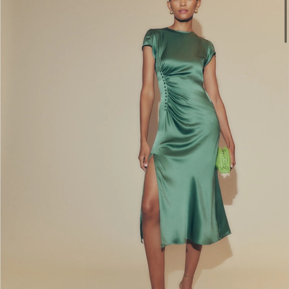 Reformation Silk Green Dress